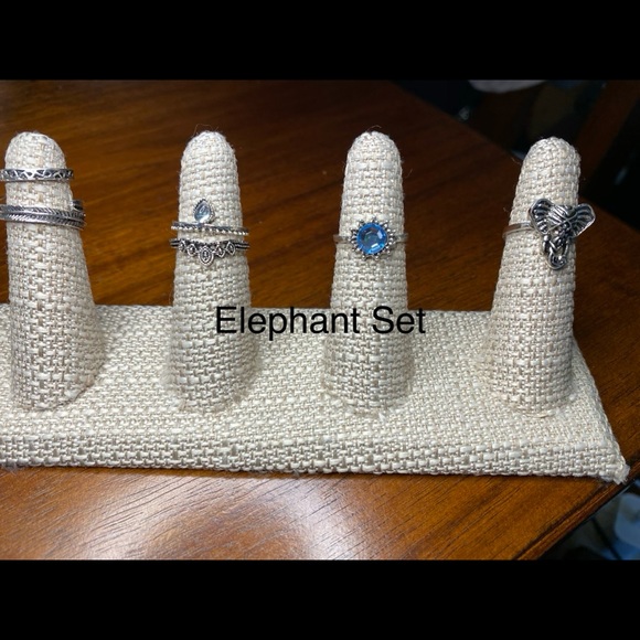 Elephant Set of 6 Alloy Knuckle Rings - Picture 1 of 7